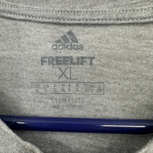 Adidas Freelift Size XL Crewneck Short Sleeve T-Shirt Gray Climalite Tee Top - Picture 3 of 4